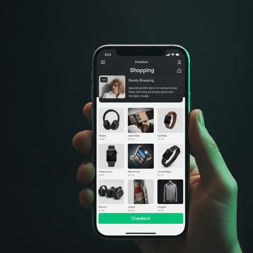Mobile Shopify store with a fast tap-through checkout on a smartphone